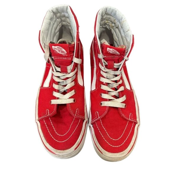 Vans Off The Wall Unisex Hi Top Red/White Skateboarding Racing Sneaker 7M 8.5W - Picture 5 of 14